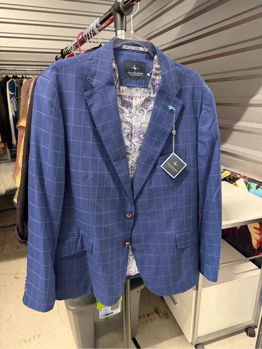 Tailorbyrd Navy Blue Windowpane Sport Coat